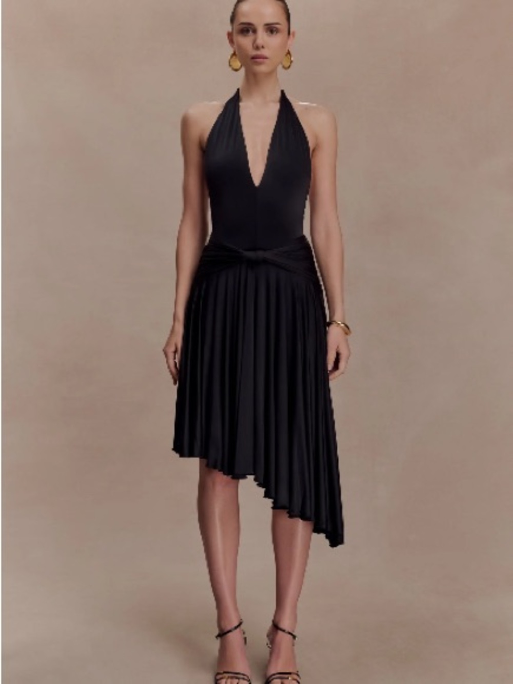 Meshki ZELDA Asymmetric Slinky Midi Dress